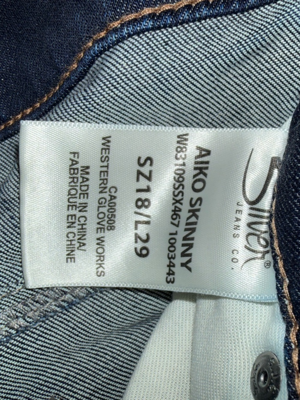 Aiko Skinny Silver Jeans Dark Navy Skinny Jeans Size 18 Length 29 - Picture 3 of 3